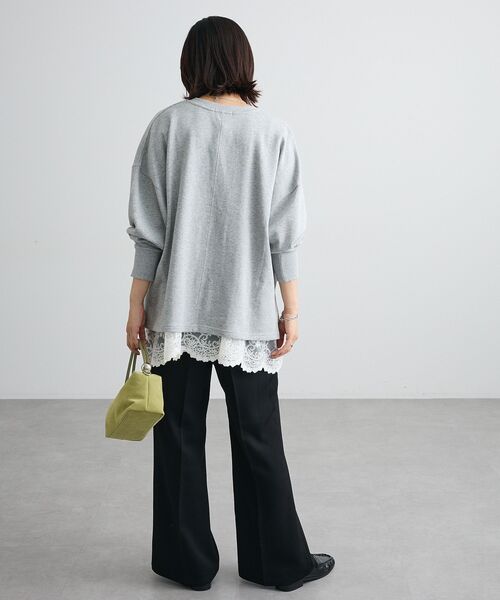 Green　Parks（グリーンパークス）の「深Vネック裏毛プルオーバー（Tシャツ/カットソー・レディース・オレンジ/アイボリー/ブラウン/杢グレー・FREE）」の9枚目の写真