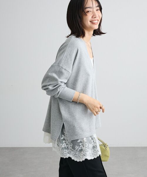 Green　Parks（グリーンパークス）の「深Vネック裏毛プルオーバー（Tシャツ/カットソー・レディース・オレンジ/アイボリー/ブラウン/杢グレー・FREE）」の11枚目の写真