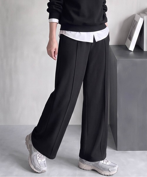 LOWO(ロワ)の「【M~Lサイズ展開】ウエストゴムカーブパンツ(その他パンツ・レディース・ブラック/グレー・M/L)」の2枚目の写真