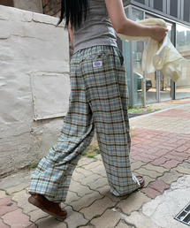 HEART KEYRING CHECK JOGGER PANTS MINT