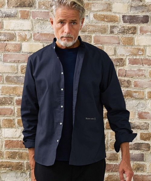 Maison code 13(メゾンコードサーティーン)の「ms6618- Band Collar Long Sleeve Shirt バンドカラーシャツ(M26W-28)(シャツ/ブラウス・メンズ・ネイビー/ホワイト/グレー・S/M/L/XL)」の3枚目の写真
