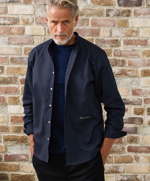 Maison code 13(メゾンコードサーティーン)の「ms6618- Band Collar Long Sleeve Shirt バンドカラーシャツ(M26W-28)(シャツ/ブラウス・メンズ・ネイビー/ホワイト/グレー・S/M/L/XL)」の9枚目の写真