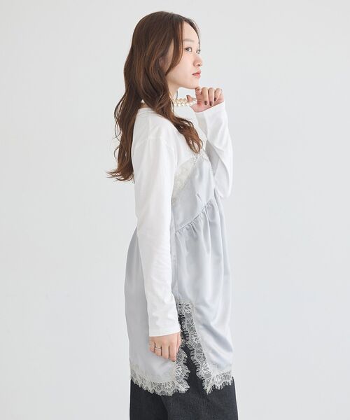earth music&ecology(アースミュージックアンドエコロジー)の「サテンドッキングミニワンピース(ワンピース・レディース・ライトグレー/ブラウン/ブラック・FREE)」の6枚目の写真
