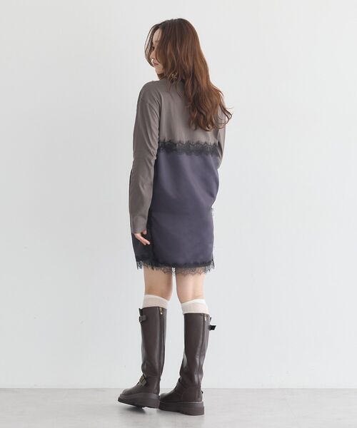 earth music&ecology(アースミュージックアンドエコロジー)の「サテンドッキングミニワンピース(ワンピース・レディース・ライトグレー/ブラウン/ブラック・FREE)」の16枚目の写真