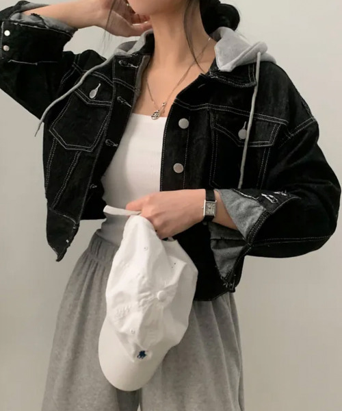 VIVID LADY(ビビッドレディー)の「取り外しフード ショートデニムジャケット(デニムジャケット・レディース・ブラック・FREE)」の12枚目の写真