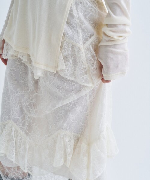 CODE A(コードエー)の「layered veil lace skirt(スカート・レディース・ブラック/オフホワイト・00)」の9枚目の写真