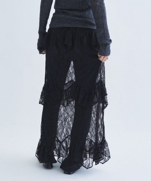 CODE A(コードエー)の「layered veil lace skirt(スカート・レディース・ブラック/オフホワイト・00)」の12枚目の写真