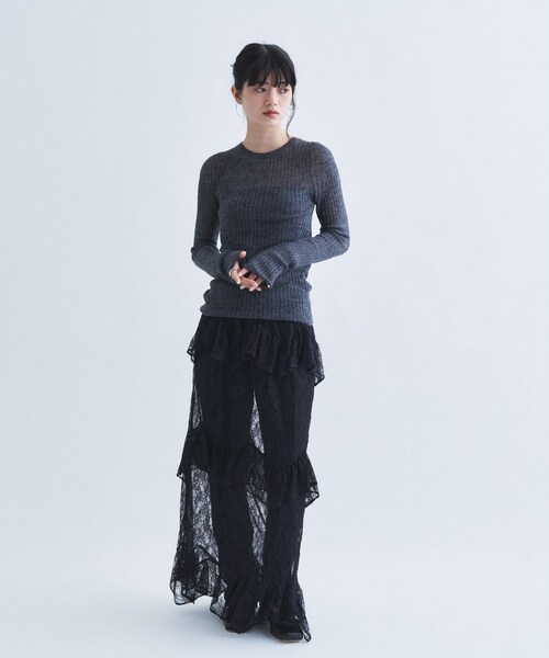 CODE A(コードエー)の「layered veil lace skirt(スカート・レディース・ブラック/オフホワイト・00)」の13枚目の写真