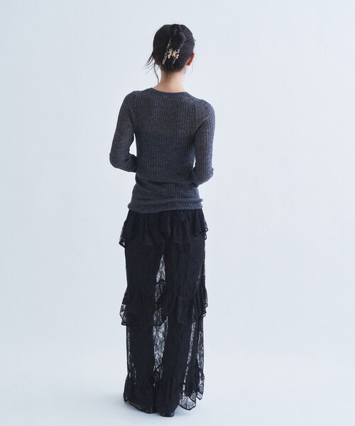 CODE A(コードエー)の「layered veil lace skirt(スカート・レディース・ブラック/オフホワイト・00)」の14枚目の写真