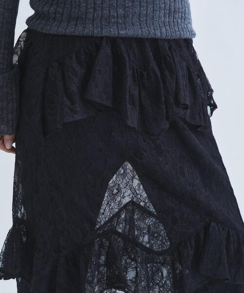 CODE A(コードエー)の「layered veil lace skirt(スカート・レディース・ブラック/オフホワイト・00)」の15枚目の写真