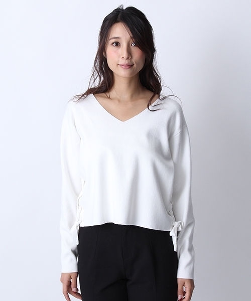 Andemiu（アンデミュウ）の「サイドレースＵＰニット747880（ニット/セーター・レディース・グレー/ピンク/ホワイト・FREE）」の6枚目の写真