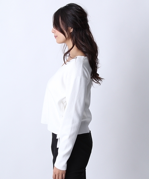 Andemiu（アンデミュウ）の「サイドレースＵＰニット747880（ニット/セーター・レディース・グレー/ピンク/ホワイト・FREE）」の7枚目の写真