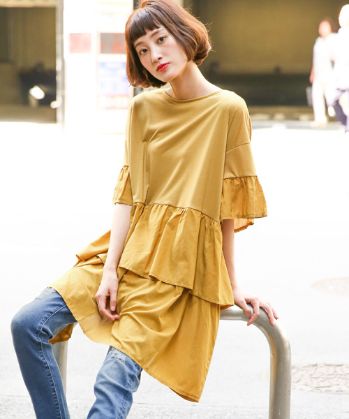 LOWRYS FARM(ローリーズファーム)の「フリルワンピース 760697 (ワンピース・レディース・アイボリー/ブラック/マスタード・LARGE/MEDIUM)」の3枚目の写真