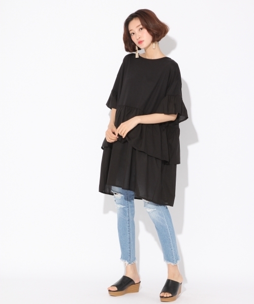 LOWRYS FARM(ローリーズファーム)の「フリルワンピース 760697 (ワンピース・レディース・アイボリー/ブラック/マスタード・LARGE/MEDIUM)」の13枚目の写真