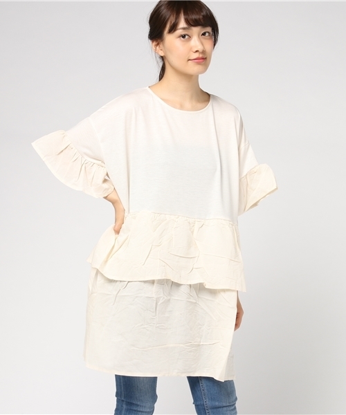 LOWRYS FARM(ローリーズファーム)の「フリルワンピース 760697 (ワンピース・レディース・アイボリー/ブラック/マスタード・LARGE/MEDIUM)」の5枚目の写真