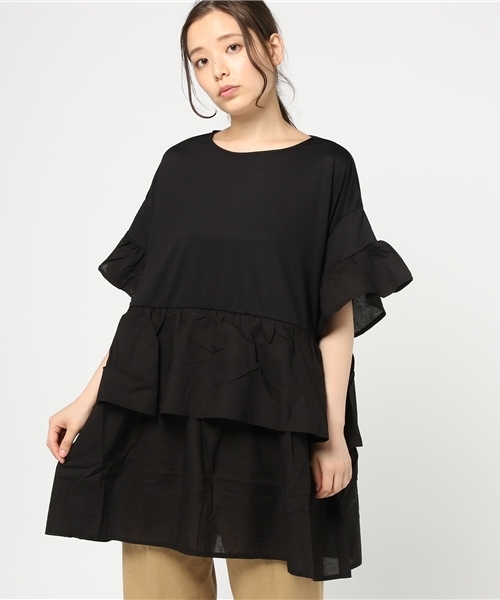 LOWRYS FARM(ローリーズファーム)の「フリルワンピース 760697 (ワンピース・レディース・アイボリー/ブラック/マスタード・LARGE/MEDIUM)」の6枚目の写真