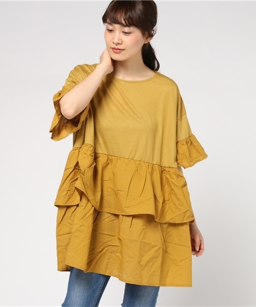 LOWRYS FARM(ローリーズファーム)の「フリルワンピース 760697 (ワンピース・レディース・アイボリー/ブラック/マスタード・LARGE/MEDIUM)」の7枚目の写真