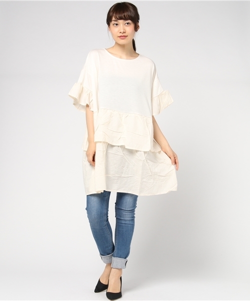 LOWRYS FARM(ローリーズファーム)の「フリルワンピース 760697 (ワンピース・レディース・アイボリー/ブラック/マスタード・LARGE/MEDIUM)」の8枚目の写真