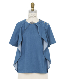 Drawerドゥロワー デニムリボンブラウス36 新品未使用 ドゥロワー 36 ⭐︎新品未使用⭐︎ CAPSULE デニムリボンブラウス