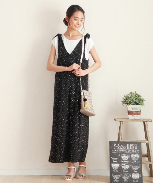 Honeys（ハニーズ）の「肩リボンオールインワン（つなぎ/オールインワン・レディース・ブラック系その他2/ブルー系その他/ブラック系その他・M/L）」の14枚目の写真