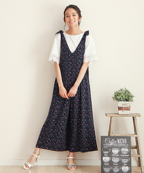 Honeys（ハニーズ）の「肩リボンオールインワン（つなぎ/オールインワン・レディース・ブラック系その他2/ブルー系その他/ブラック系その他・M/L）」の13枚目の写真