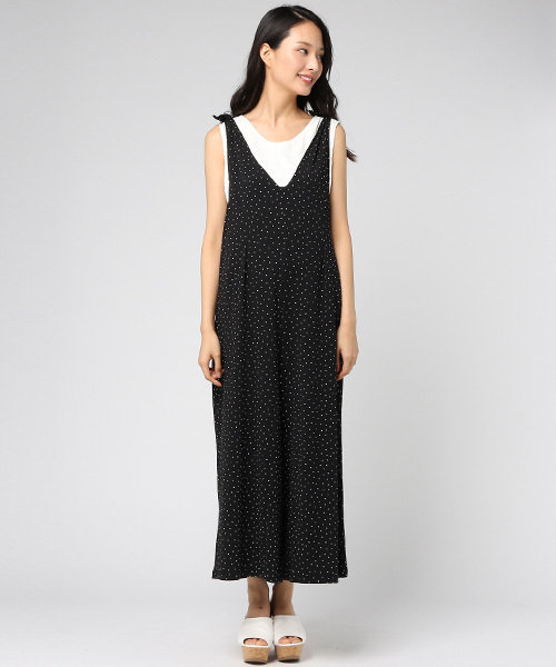 Honeys（ハニーズ）の「肩リボンオールインワン（つなぎ/オールインワン・レディース・ブラック系その他2/ブルー系その他/ブラック系その他・M/L）」の5枚目の写真