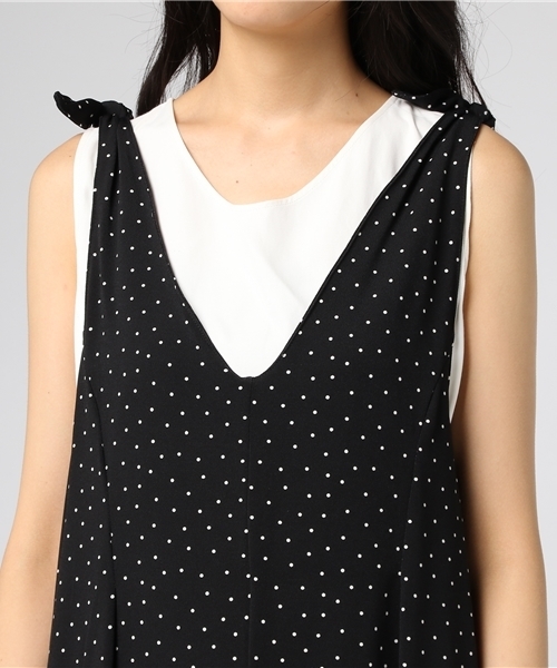 Honeys（ハニーズ）の「肩リボンオールインワン（つなぎ/オールインワン・レディース・ブラック系その他2/ブルー系その他/ブラック系その他・M/L）」の9枚目の写真