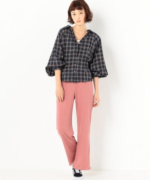 Another Edition（アナザーエディション）の「レースアップチェックシャツ ◆（シャツ/ブラウス・レディース・ワインレッド/ネイビー・FREE）」の6枚目の写真