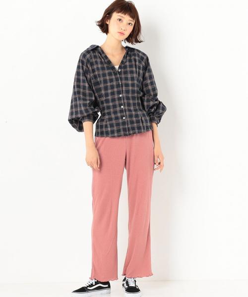 Another Edition（アナザーエディション）の「レースアップチェックシャツ ◆（シャツ/ブラウス・レディース・ワインレッド/ネイビー・FREE）」の15枚目の写真