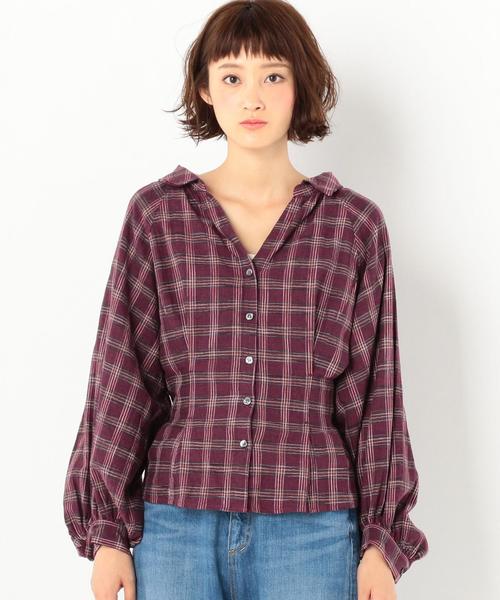 Another Edition（アナザーエディション）の「レースアップチェックシャツ ◆（シャツ/ブラウス・レディース・ワインレッド/ネイビー・FREE）」の8枚目の写真