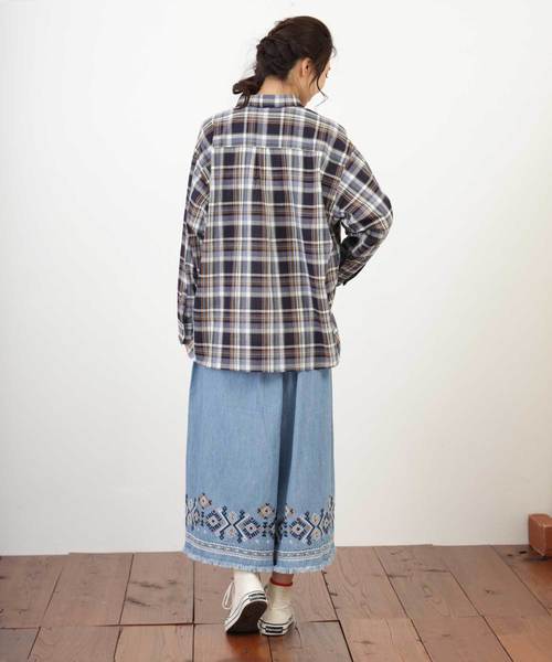 CUBE SUGAR（キューブシュガー）の「6.75オンスデニムイージーギャザーパンツ（その他パンツ・レディース・ネイビー/ブルー/ブルー系その他・M）」の14枚目の写真