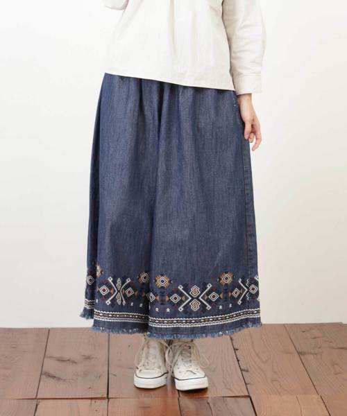 CUBE SUGAR（キューブシュガー）の「6.75オンスデニムイージーギャザーパンツ（その他パンツ・レディース・ネイビー/ブルー/ブルー系その他・M）」の18枚目の写真