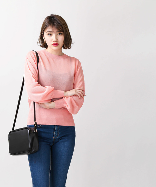 WEGO（ウィゴー）の「WEGO/シースルーニット（ニット/セーター・レディース・オフホワイト/ライトピンク/ブラック・FREE）」の10枚目の写真