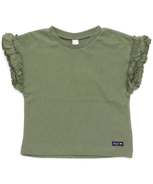 apres les cours（アプレレクール）の「袖フリルＴシャツ（Tシャツ/カットソー・キッズ・オフホワイト/ピンク/グレー/カーキ/その他/イエロー・100/120/90/110/130/140/80）」の3枚目の写真