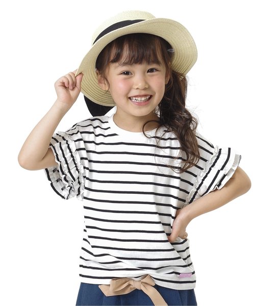 apres les cours（アプレレクール）の「袖フリルＴシャツ（Tシャツ/カットソー・キッズ・オフホワイト/ピンク/グレー/カーキ/その他/イエロー・100/120/90/110/130/140/80）」の6枚目の写真