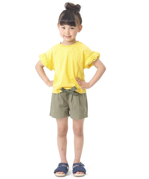 apres les cours（アプレレクール）の「袖フリルＴシャツ（Tシャツ/カットソー・キッズ・オフホワイト/ピンク/グレー/カーキ/その他/イエロー・100/120/90/110/130/140/80）」の14枚目の写真