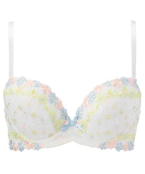 AMOSTYLE BY Triumph(アモスタイルバイトリンプ)の「ポップフラワー ブラ&ショーツセット【B,C,Dカップ】AMSTWHU+Mini 39-55(ブラ&ショーツ・レディース・ホワイト/オレンジ/ブルー・B65/B70/C70/D70/B75/C65/C75/D65/D75)」の1枚目の写真