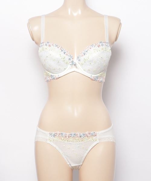 AMOSTYLE BY Triumph(アモスタイルバイトリンプ)の「ポップフラワー ブラ&ショーツセット【B,C,Dカップ】AMSTWHU+Mini 39-55(ブラ&ショーツ・レディース・ホワイト/オレンジ/ブルー・B65/B70/C70/D70/B75/C65/C75/D65/D75)」の6枚目の写真