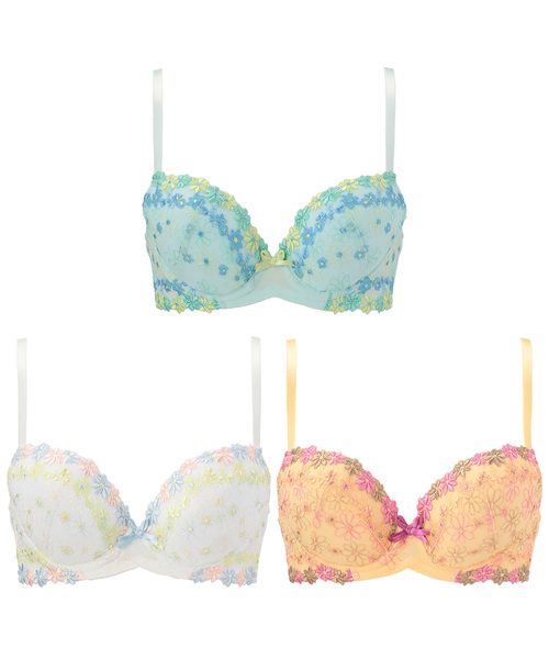 AMOSTYLE BY Triumph(アモスタイルバイトリンプ)の「ポップフラワー ブラ&ショーツセット【B,C,Dカップ】AMSTWHU+Mini 39-55(ブラ&ショーツ・レディース・ホワイト/オレンジ/ブルー・B65/B70/C70/D70/B75/C65/C75/D65/D75)」の9枚目の写真