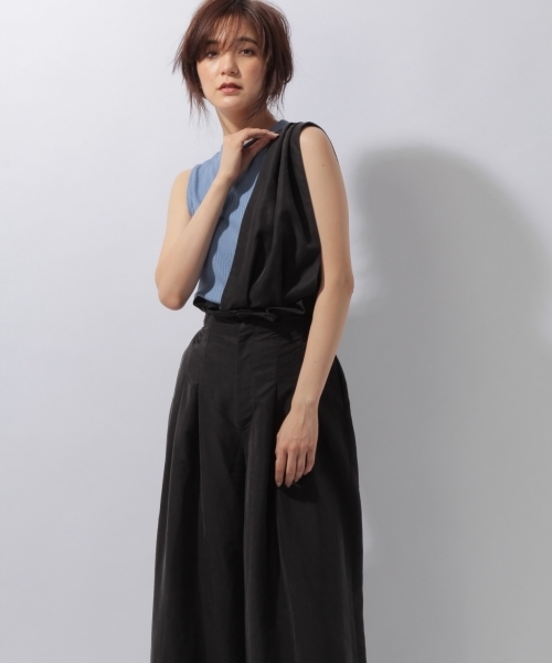 laboratory work（ラボラトリーワーク）の「ワンショルダーフレアパンツ（サロペット/オーバーオール・レディース・ブラック/ベージュ・MEDIUM）」の6枚目の写真