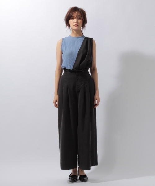 laboratory work（ラボラトリーワーク）の「ワンショルダーフレアパンツ（サロペット/オーバーオール・レディース・ブラック/ベージュ・MEDIUM）」の7枚目の写真