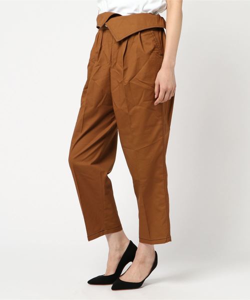 STYLEBLOCK(スタイルブロック)の「綿ツイルハイウエストデザイン2WAYステッチパンツ(その他パンツ・レディース・ブラック/ベージュ/カーキ/キャメル・M)」の4枚目の写真