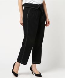 綿ツイルハイウエストデザイン2WAYステッチパンツ