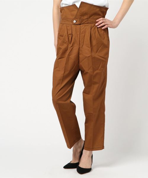 STYLEBLOCK(スタイルブロック)の「綿ツイルハイウエストデザイン2WAYステッチパンツ(その他パンツ・レディース・ブラック/ベージュ/カーキ/キャメル・M)」の7枚目の写真