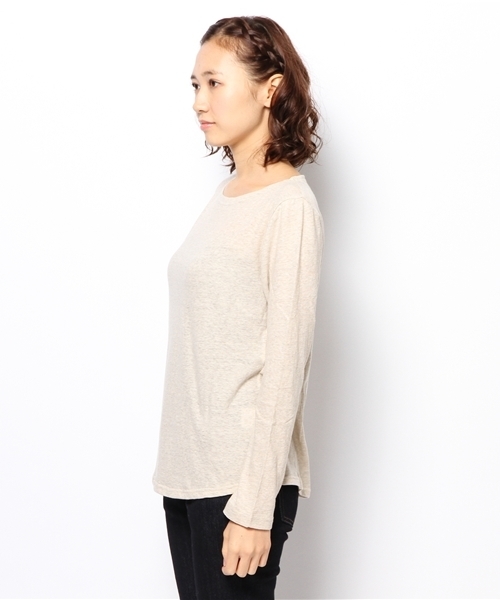 laule'a sunny side store(ラウレアサニーサイドストア)の「ボートネックロンTee(Tシャツ/カットソー・レディース・杢グレー/ベージュ/ネイビー・FREE)」の5枚目の写真