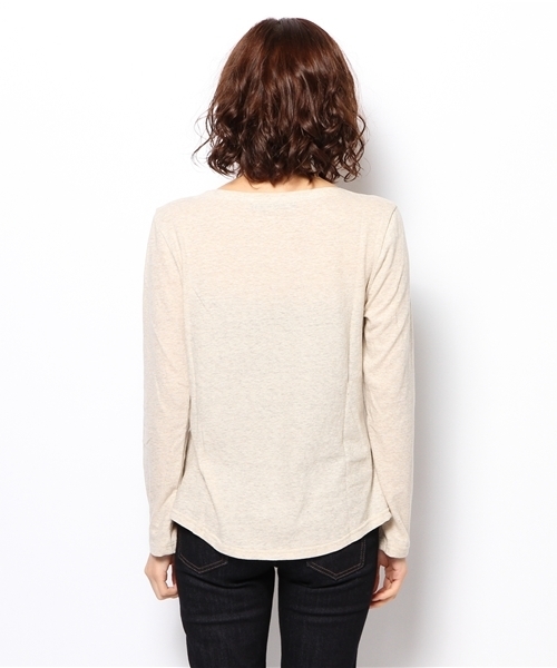 laule'a sunny side store(ラウレアサニーサイドストア)の「ボートネックロンTee(Tシャツ/カットソー・レディース・杢グレー/ベージュ/ネイビー・FREE)」の6枚目の写真