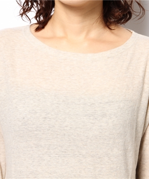 laule'a sunny side store(ラウレアサニーサイドストア)の「ボートネックロンTee(Tシャツ/カットソー・レディース・杢グレー/ベージュ/ネイビー・FREE)」の7枚目の写真