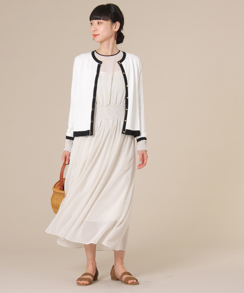 Tiara（ティアラ）の「シフォンドットパイピングワンピース（ワンピース・レディース・ブラック/アイボリー・S/M）」の8枚目の写真