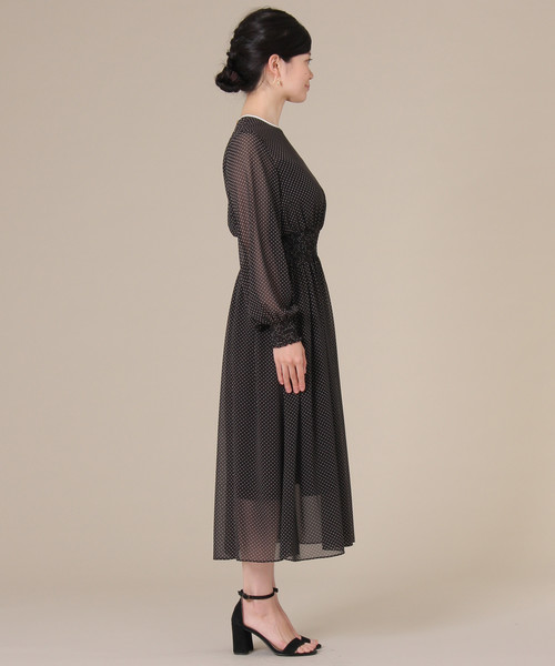 Tiara（ティアラ）の「シフォンドットパイピングワンピース（ワンピース・レディース・ブラック/アイボリー・S/M）」の6枚目の写真