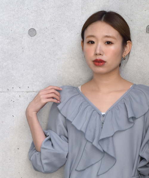 w closet（ダブルクローゼット）の「Aラインフリルミニワンピース（ワンピース・レディース・オフホワイト/サックスブルー/ライム・FREE）」の11枚目の写真